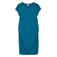 Robe hyper moulante à manches courtes avec motif ruché latéral Paisley Sky Maternité Tailles P-TTG