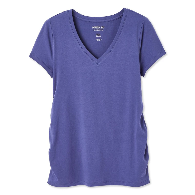 Paisley Sky Maternity Short Sleeve V-Neck Tee