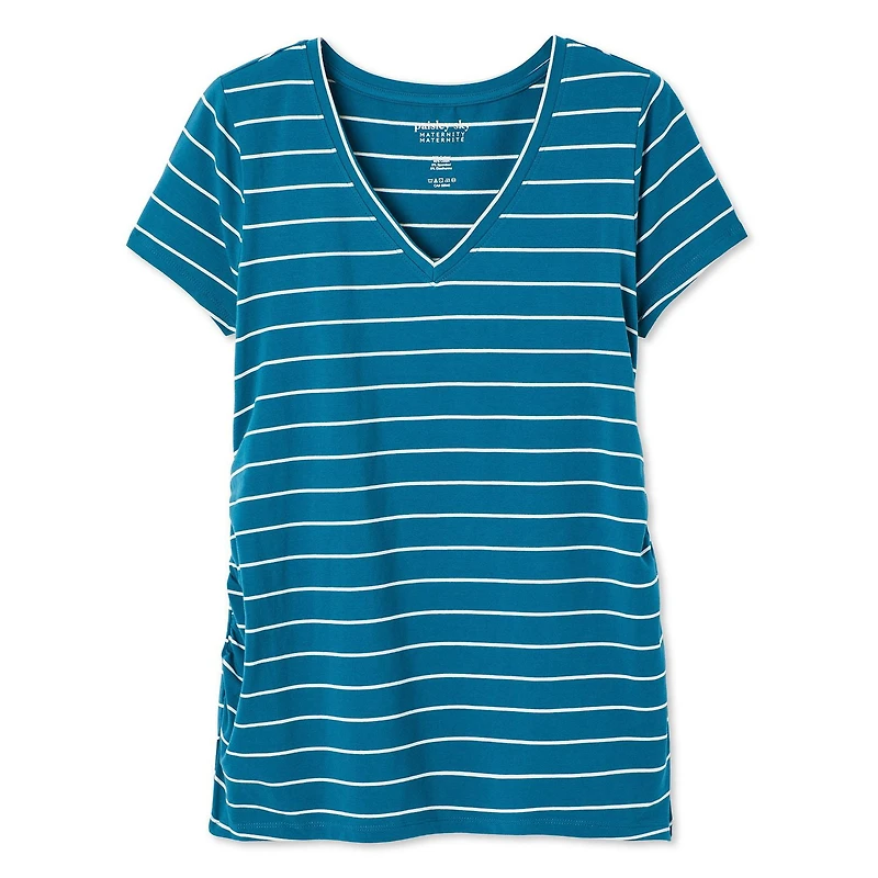 Paisley Sky Maternity Short Sleeve V-Neck Tee, Sizes S-XXL