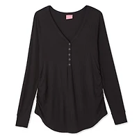 Paisley Sky Maternity Long Sleeve Snap Henley Top