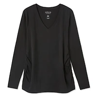 Paisley Sky Maternity Long Sleeve Side Ruched V-Neck Tee