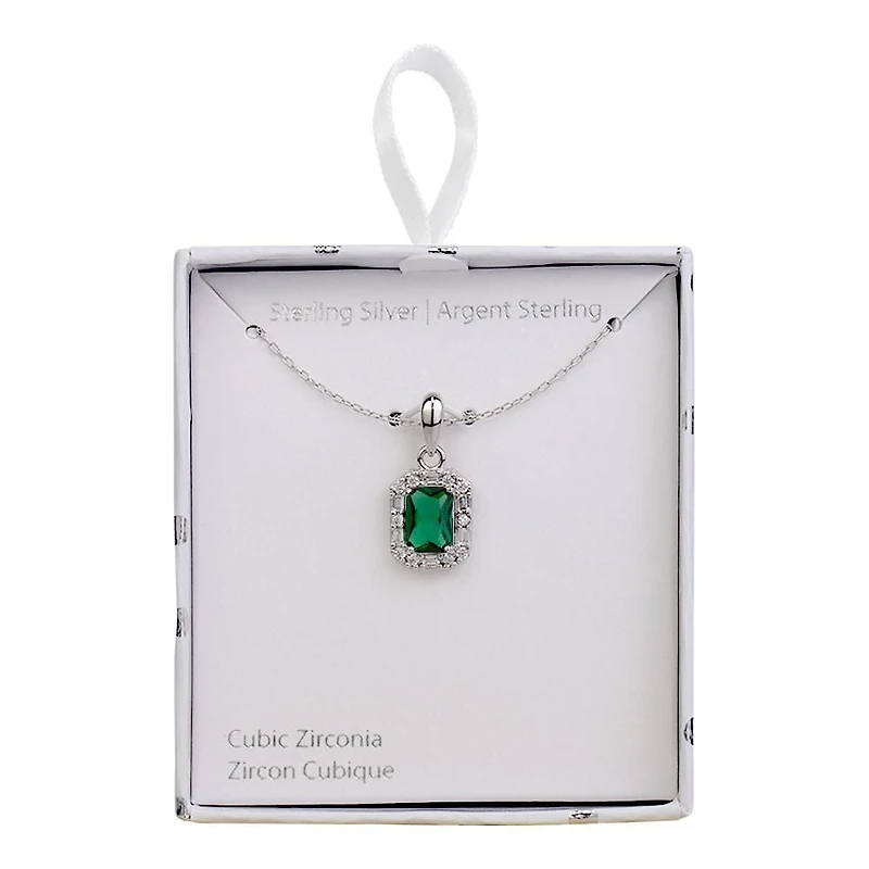Luxury Designs Pendantif Halo Vert Spinel en argent sterling