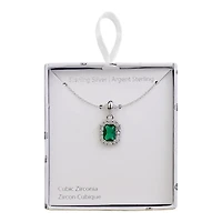 Luxury Designs Pendantif Halo Vert Spinel en argent sterling