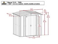 Arrow Classic Steel Storage Shed, 6x5, Charcoal