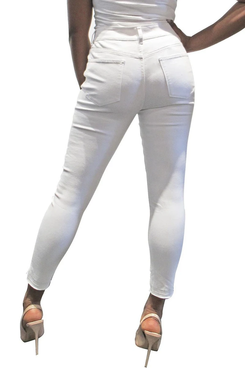 NO LOGO ™ femme Distressed Skinny Jeans | White