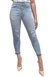 NO LOGO ™ Women Distressed Skinny Jeans | Medium Blue