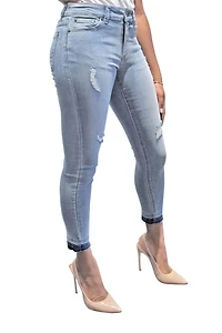 NO LOGO ™ Women Distressed Skinny Jeans | Medium Blue