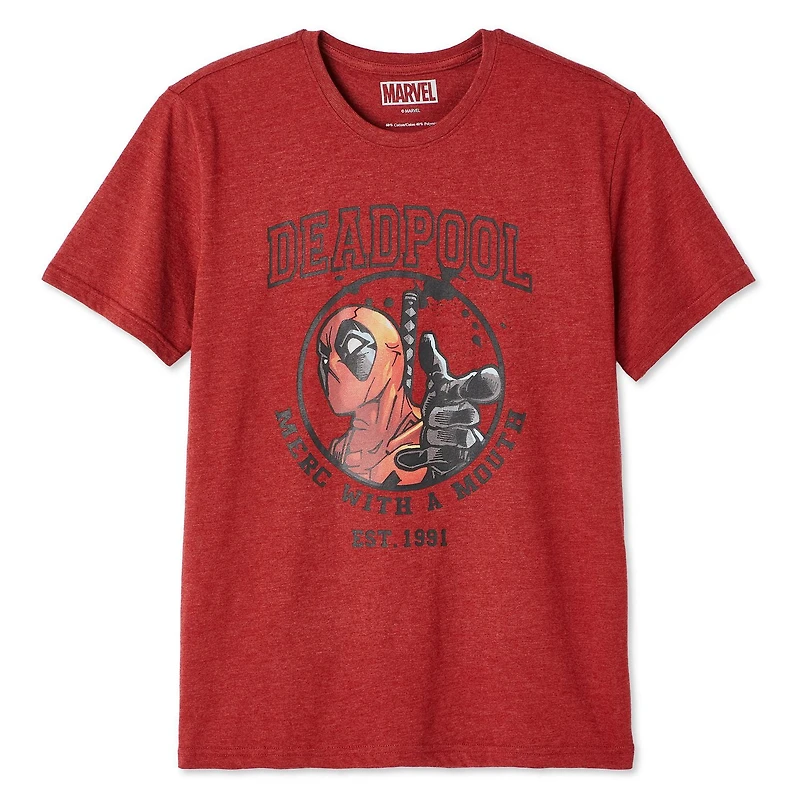 T-shirt à manches courtes Deadpool Marvel pour hommes Tailles P-TG