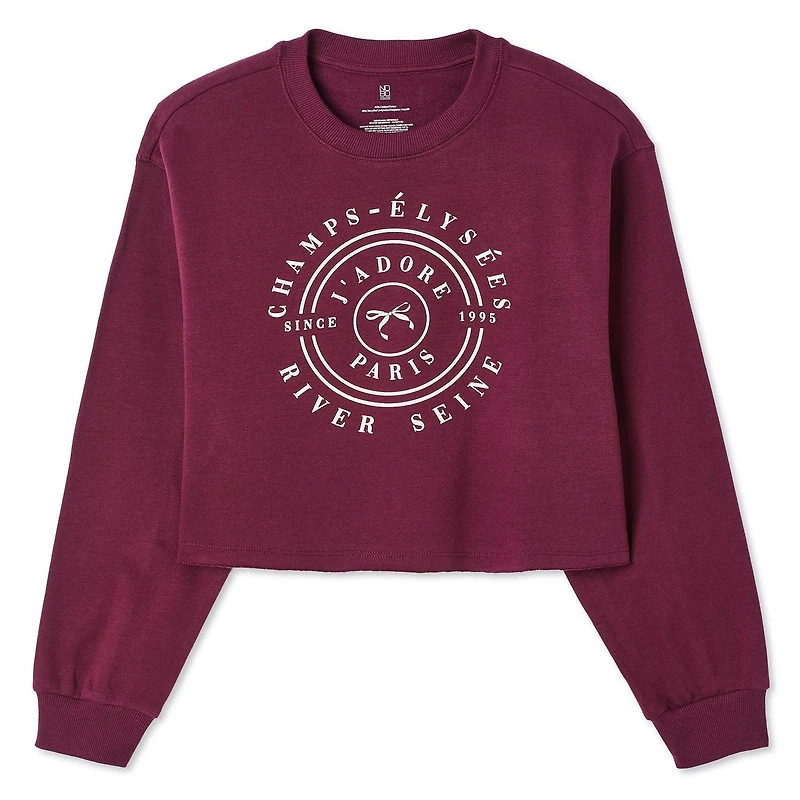 Chandail en molleton écourté No Boundaries pour femmes Tailles TP–TTG