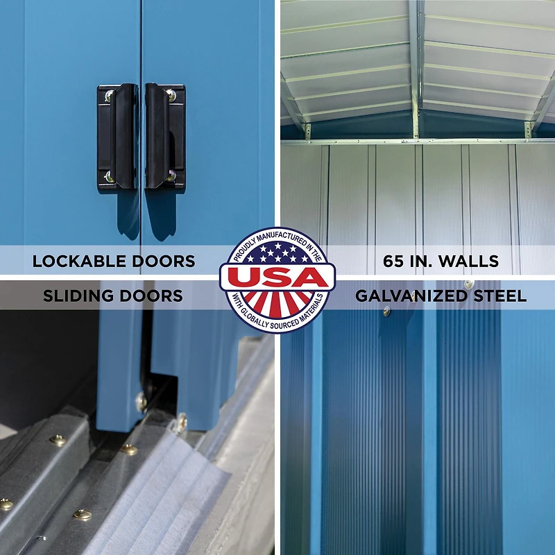 Arrow Classic Steel Storage Shed, 6x7, Gris bleu