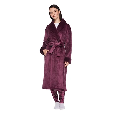 George Women's Long Faux Fur Collar Robe