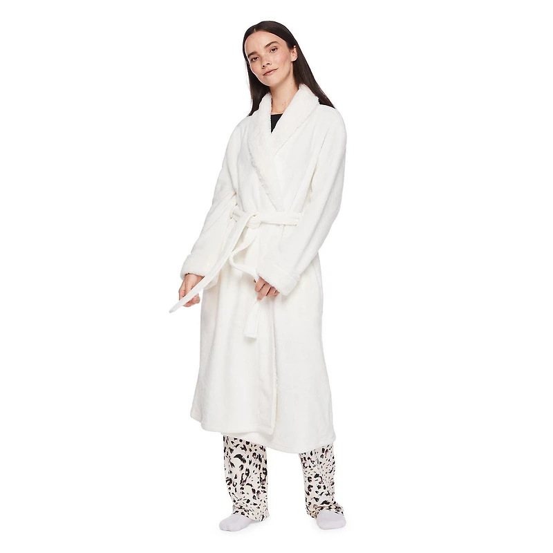 George Women's Long Faux Fur Collar Robe