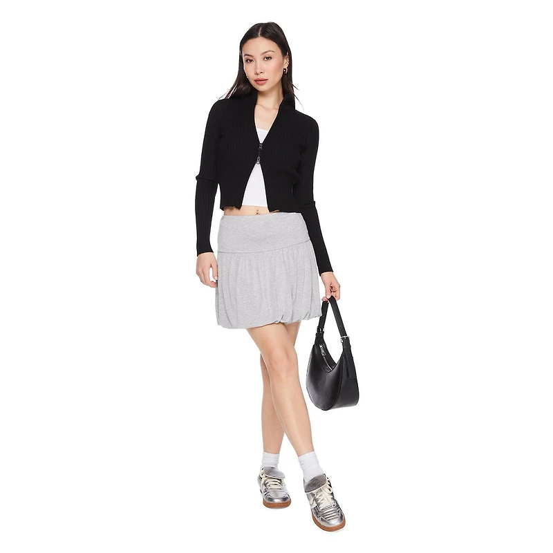 Chandail en tricot côtelé à fermeture éclaire bidirectionnelle No Boundaries pour femmes