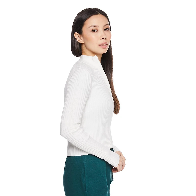 No Boundaries Women's 2-Way Zip Rib Sweater, Sizes XS-XXL