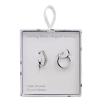 Luxury Designs Sterling Silver Cubic Zirconia Click Hoops
