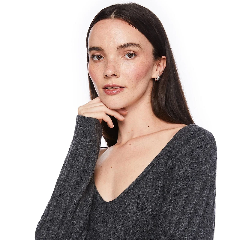 Robe en tricot côtelé à encolure V George pour femmes