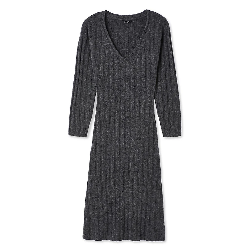 Robe en tricot côtelé à encolure V George pour femmes