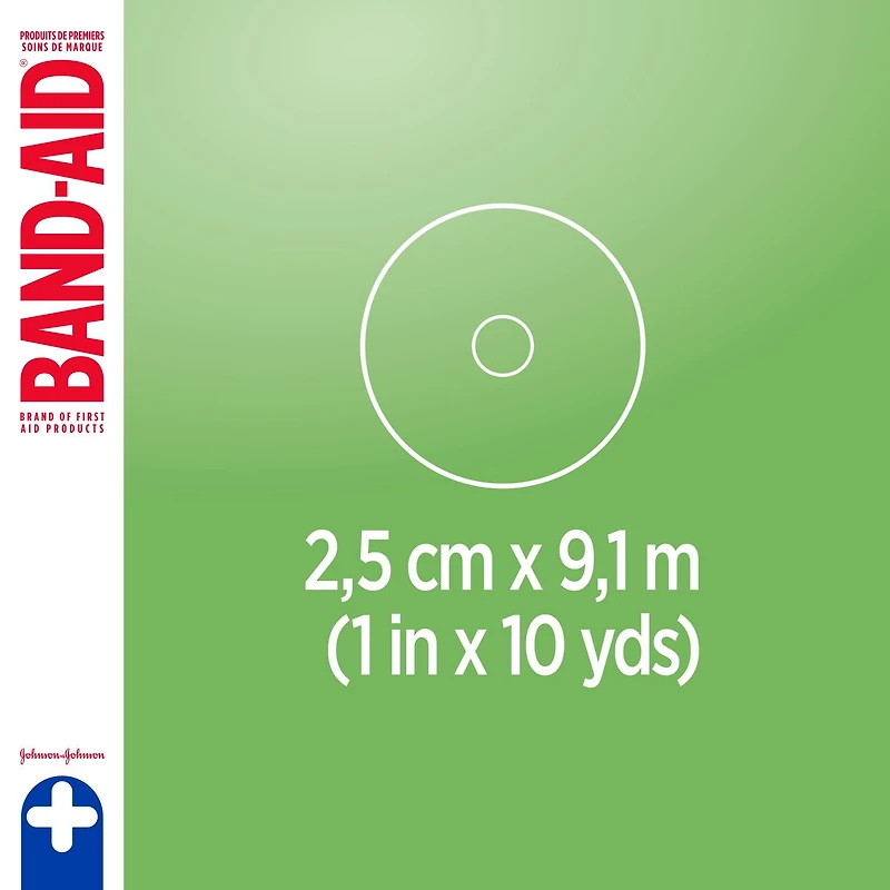 Ruban en papier sans douleur de marque Band-Aid, idéal pour fixer les pansements de gaze aux plaies, non irritant, 2,5 cm x 9,1 m 2,5 cm x 9,1 m