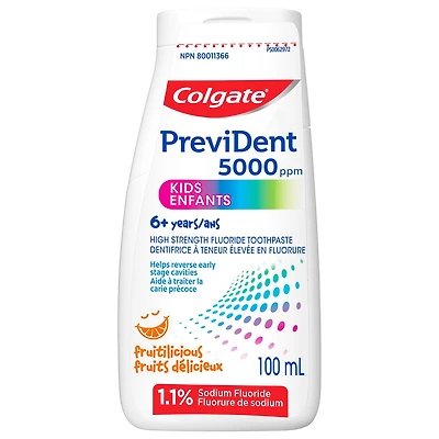 Colgate PreviDent 5000 Dentifrice pour Enfants à Haute Teneur en Fluorure, Fruitilicious 100mL