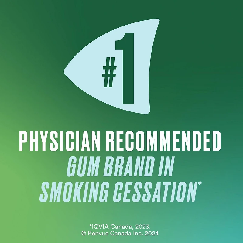 Nicorette Gomme à 2 mg de nicotine, saveur de Fruit  , aide antitabagique, aide pour cesser de fumer 105 morceaux