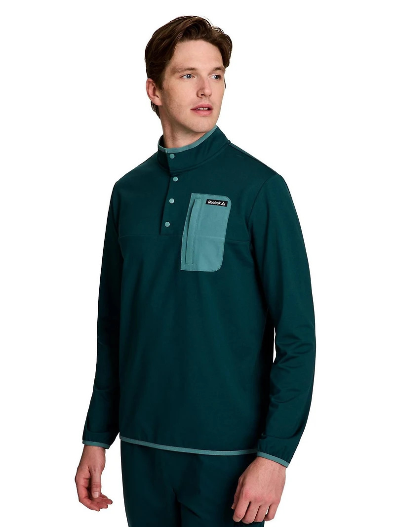 Men's Reebok Freedom Mock Neck Snap Pullover, Tailles S-XL