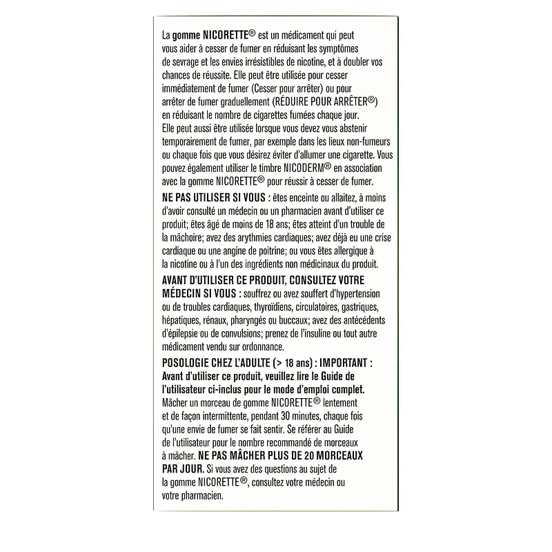Nicorette Gum, Nicotine 4 mg, Fruit Flavour, Quit Smoking Aid and Smoking Cessation Aid, 105 pieces