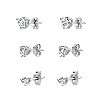 Luxury Designs Rhodium Plated Cubic Zirconia Trio earrings