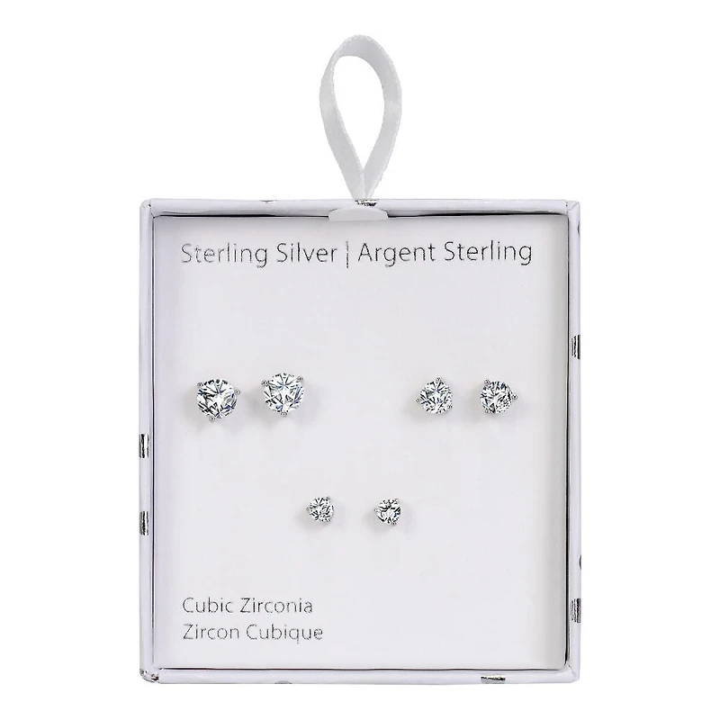 Luxury Designs Rhodium Plated Cubic Zirconia Trio earrings