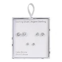 Luxury Designs Rhodium Plated Cubic Zirconia Trio earrings