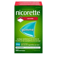 Nicorette Gum, Nicotine 4 mg, Cinnamon Flavour, Quit Smoking Aid and Smoking Cessation Aid, 105 pieces