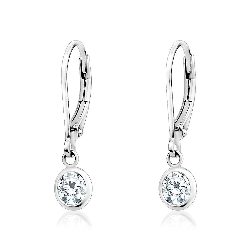 Luxury Designs Bezel set CZ Dangling Leverback Earrings