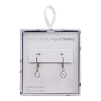 Luxury Designs Bezel set CZ Dangling Leverback Earrings