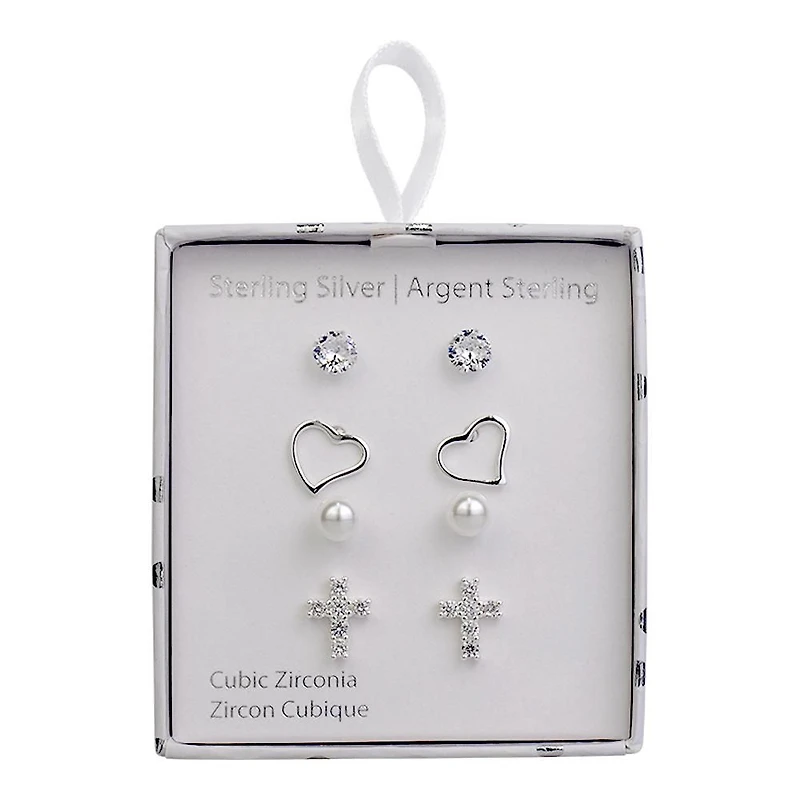 Luxury Designs Sterling Silver Set of 4 earrings