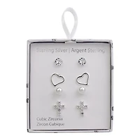 Luxury Designs Sterling Silver Set of 4 earrings