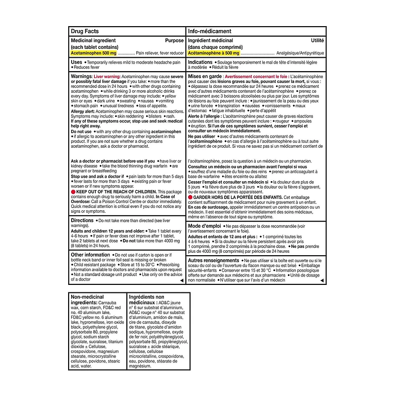 Tylenol Pain Relief Medicine, Headache and Pain Reliever and Fever Reducer, Extra Strength, Acetaminophen eZ Tabs, 500 mg, 200 Count