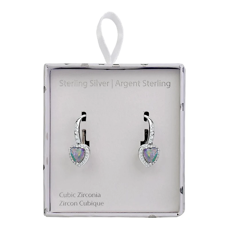 Luxury Designs Boucles d'oreilles dormeuses en argent 6 mm Mystique en forme de cœur et CZ