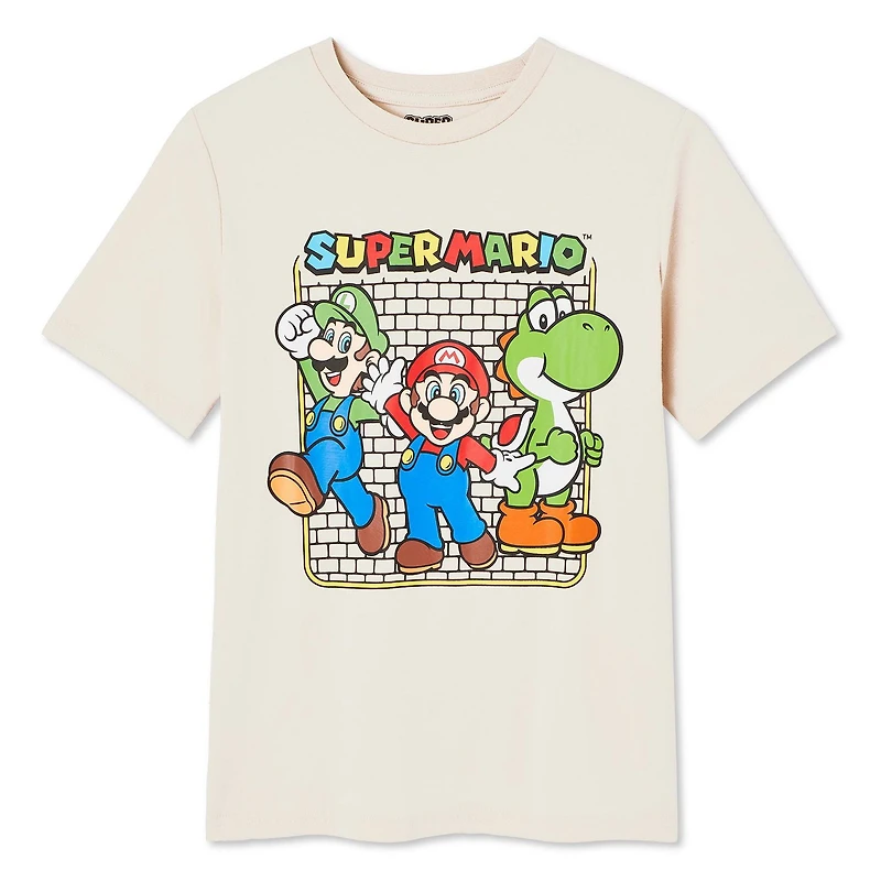 T-shirt à manches courtes Super Mario pour garçons Tailles TP–TG
