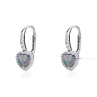 Luxury Designs Sterling Silver 6mm Heart Shape Mystic & CZ Leverback Earrings