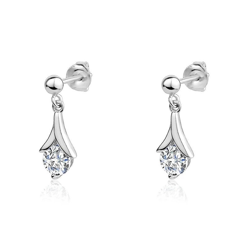 Luxury Designs Boucles d'oreilles pendantes en zircone cubique en argent