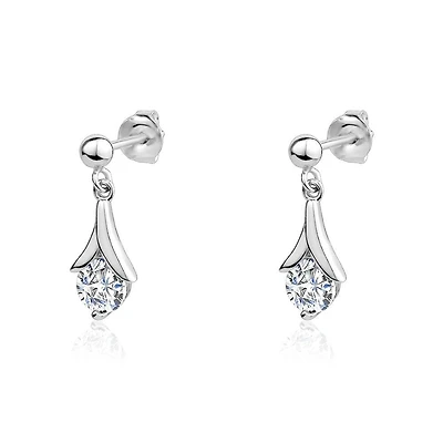 Luxury Designs Boucles d'oreilles pendantes en zircone cubique en argent