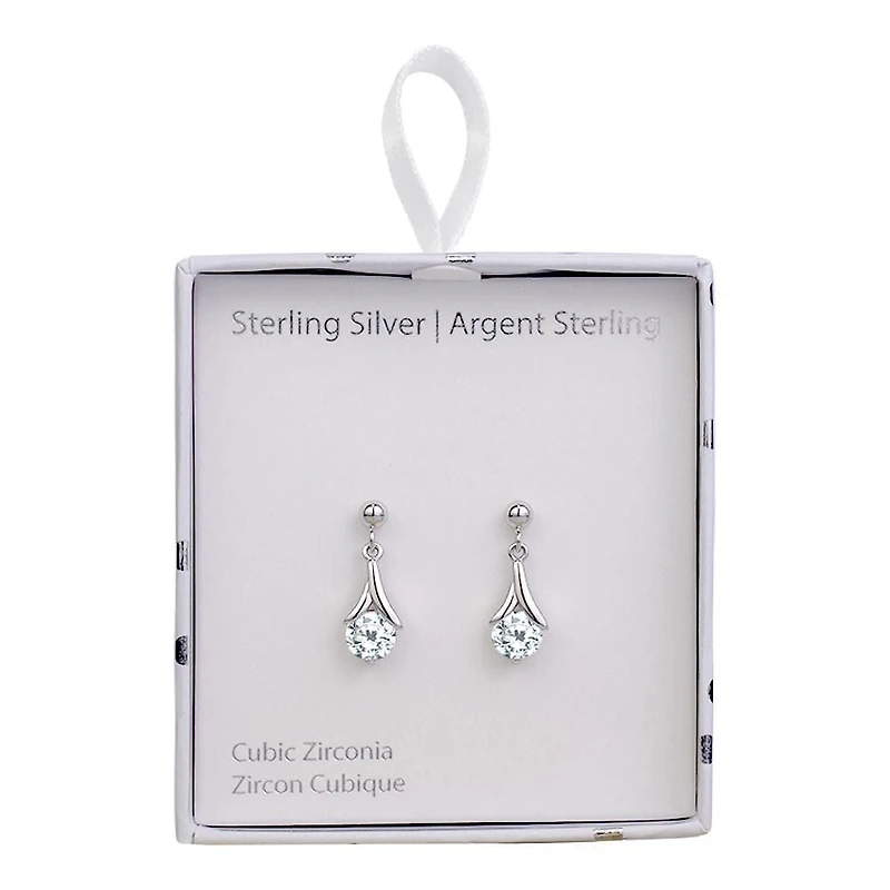 Luxury Designs Boucles d'oreilles pendantes en zircone cubique en argent