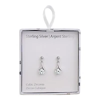 Luxury Designs Boucles d'oreilles pendantes en zircone cubique en argent