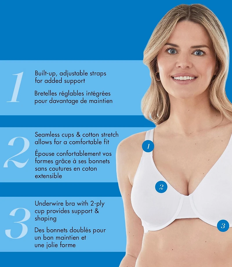 Bestform 9700100 Soutien-gorge t-shirt extensible en coton non doublé avec soutien à armatures Tailles 34B 42C