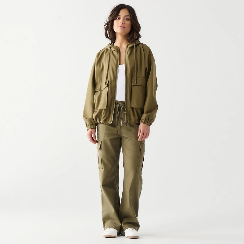 DV Veste à manches longues avec capuche à cordon de serrage et grandes poches cargo