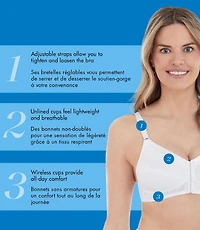 Bestform 9706770 Comfortable Unlined Wireless Cotton Bra with Front Closure, Sizes 36B-42D
