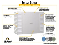 Arrow Select Steel Storage Shed Steel Storage Shed, 8x4, Blue Grey