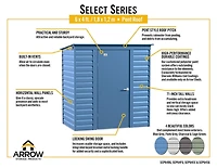 Arrow Select Steel Storage Shed Steel Storage Shed, 6x4, Sage Green