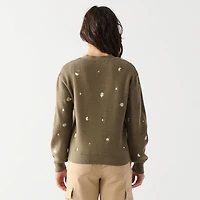 Cardigan en tricot à manches longues avec boutons et fleurs brodées