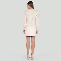 DV L/S knit cardigan with buttons and embroidered flowers