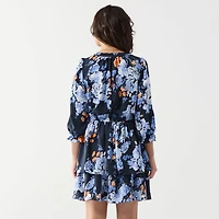 DV Three quarter sleeve, V-neck mini dress